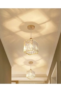 Sarkıt Tekli Gold K-12 (PLAF. TESİSAT) Kristal Taşlı Avize